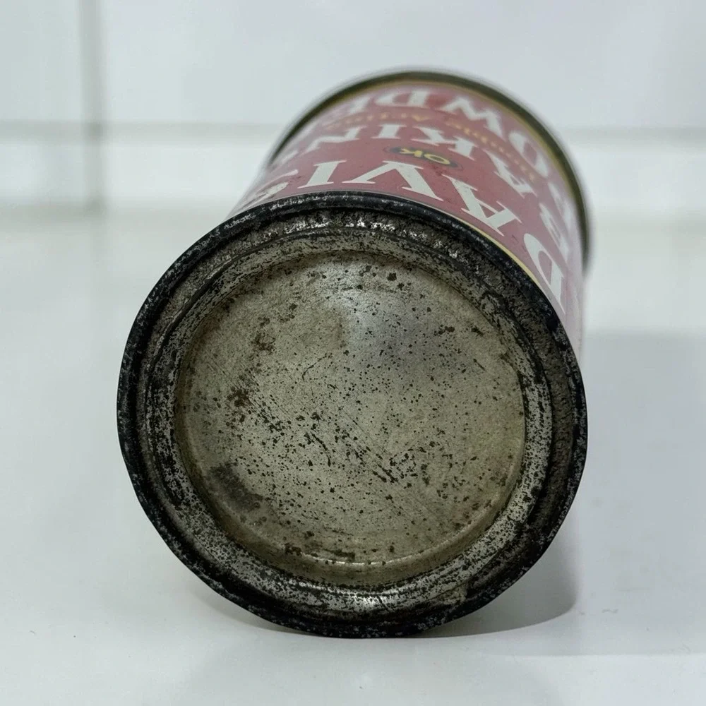VTG 1950s Davis OK Baking Powder 8 Oz Full Tin Penick Ford Hoboken NJ Advertisin